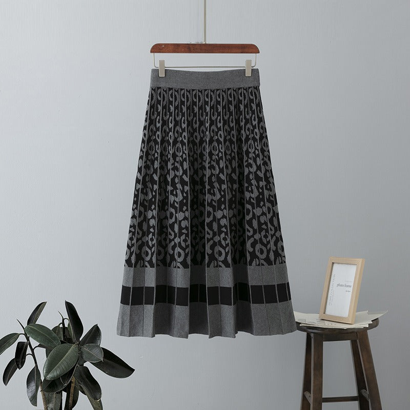 Women Sweater Skirt Elegant Long Maxi Warm Skirt Fashion Thick Midi Lady Sweater A Line Skirts