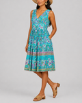 Vestido estampado escote pico sin mangas | Velorte