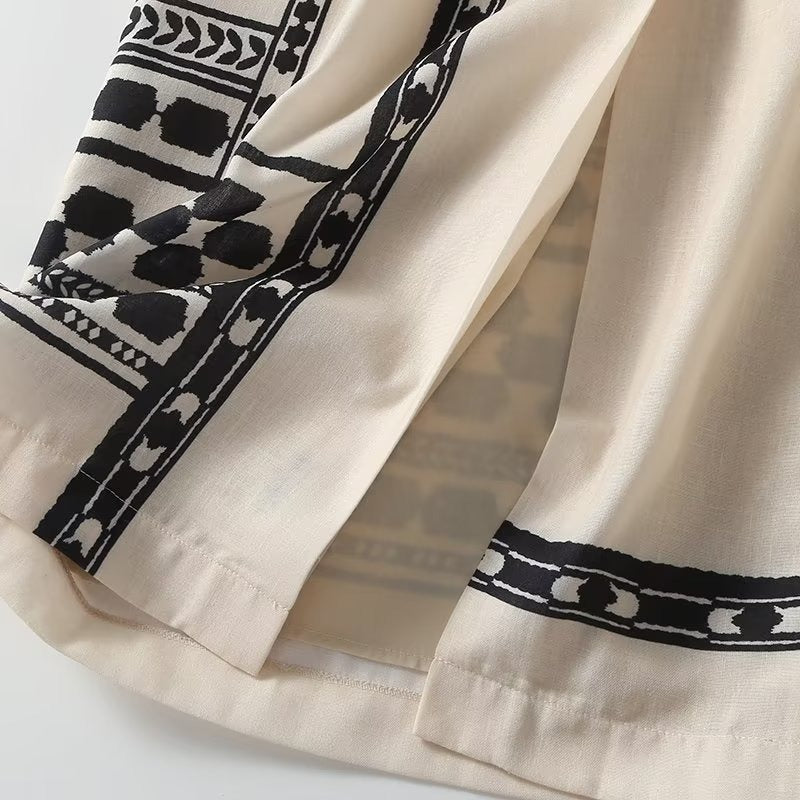 Falda midi bohemia estampada