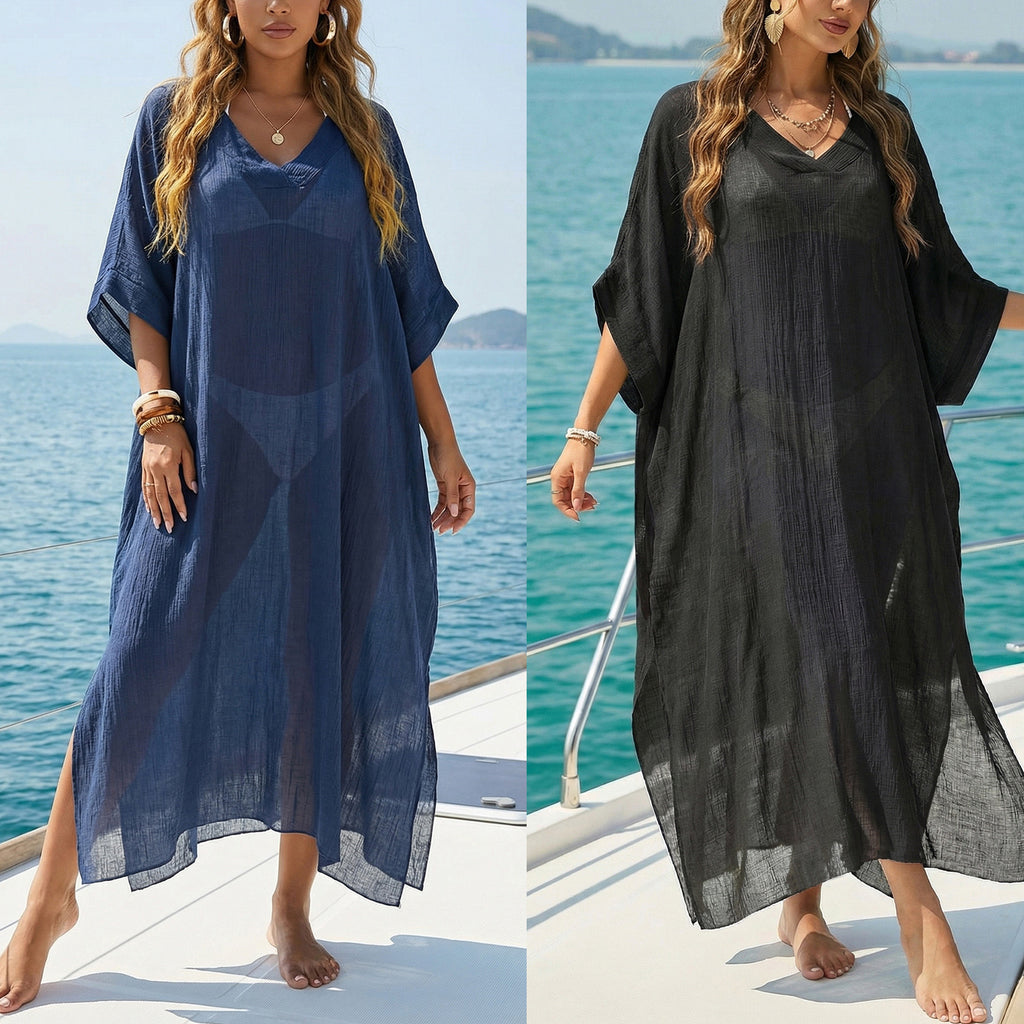 Vestido largo de playa con abertura