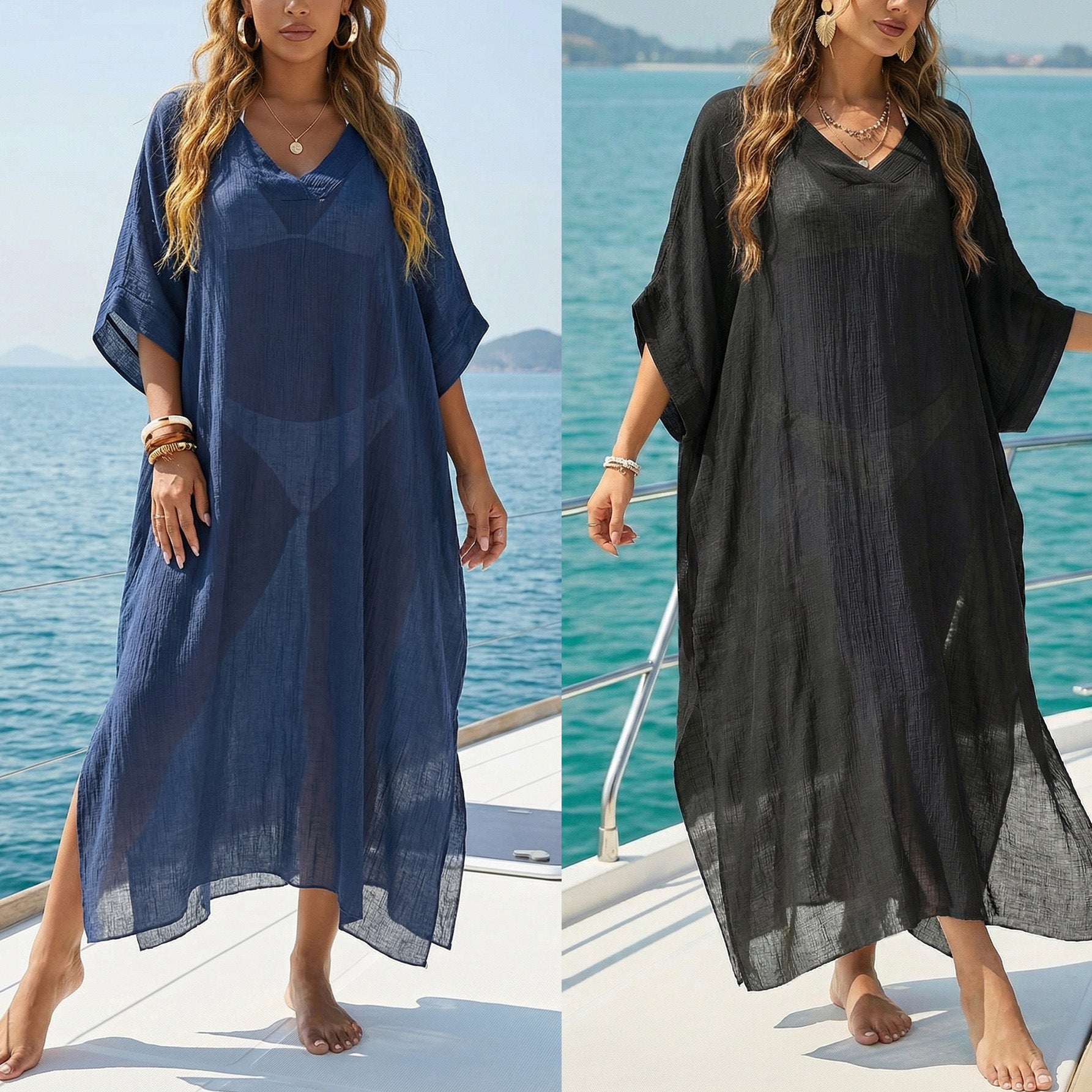 Vestido largo de playa con abertura