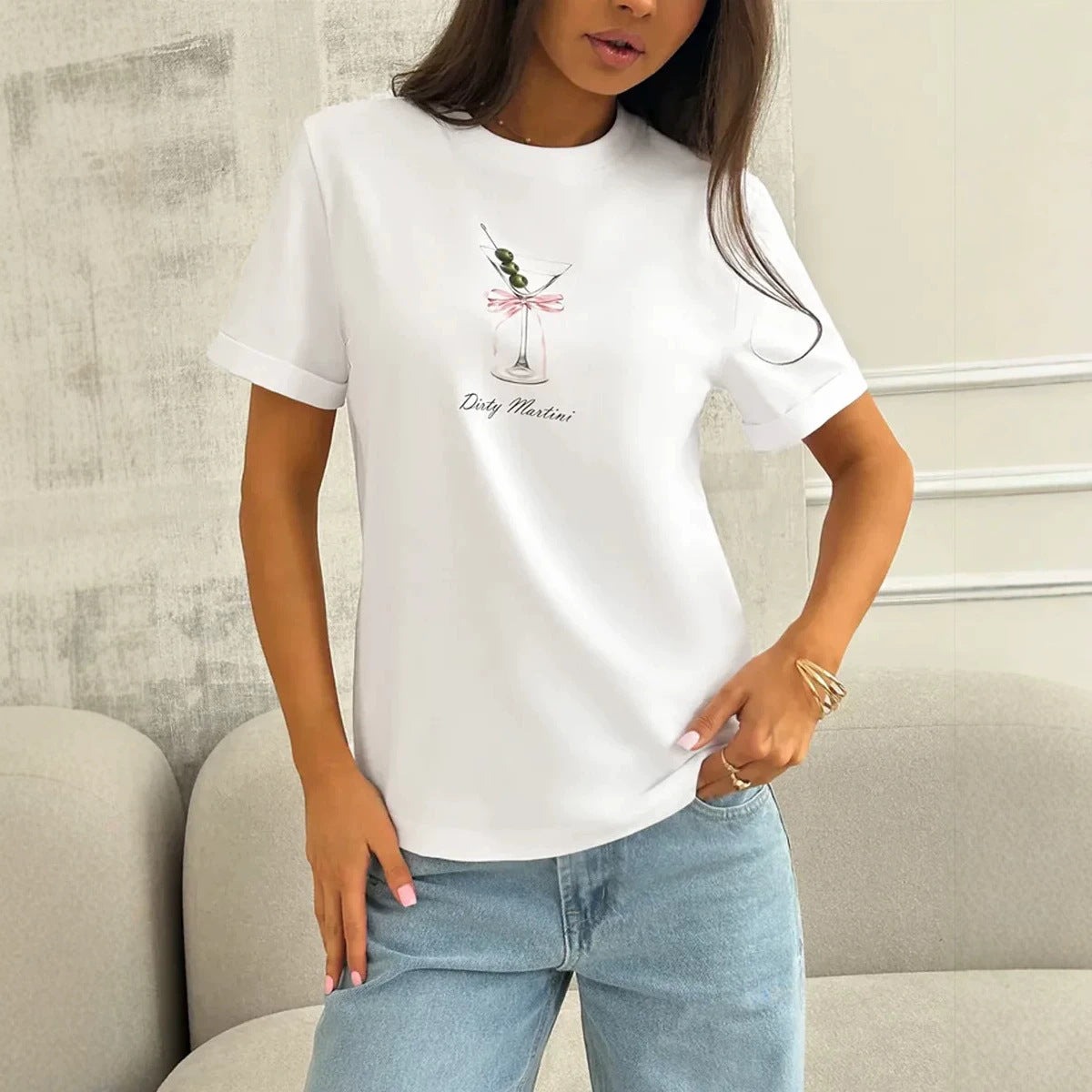 Top holgado cuello redondo