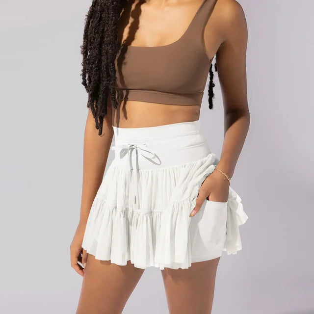 Lilac Short Skirt Elastic Waist Tiered Ruffled Skirt Women New Spring Summer Skirts Female