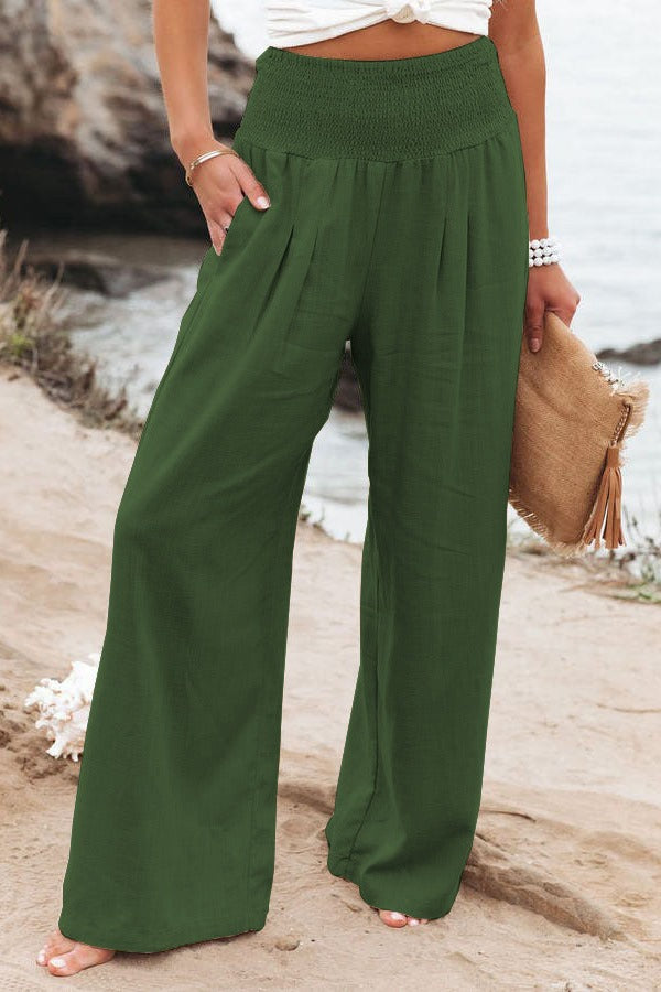 Spring and Summer Cotton Hemp Large Women's Harun Sports Pants Elastic Waist Casual Long Pants