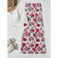 Conjunto de baño tres piezas con vestido estampado