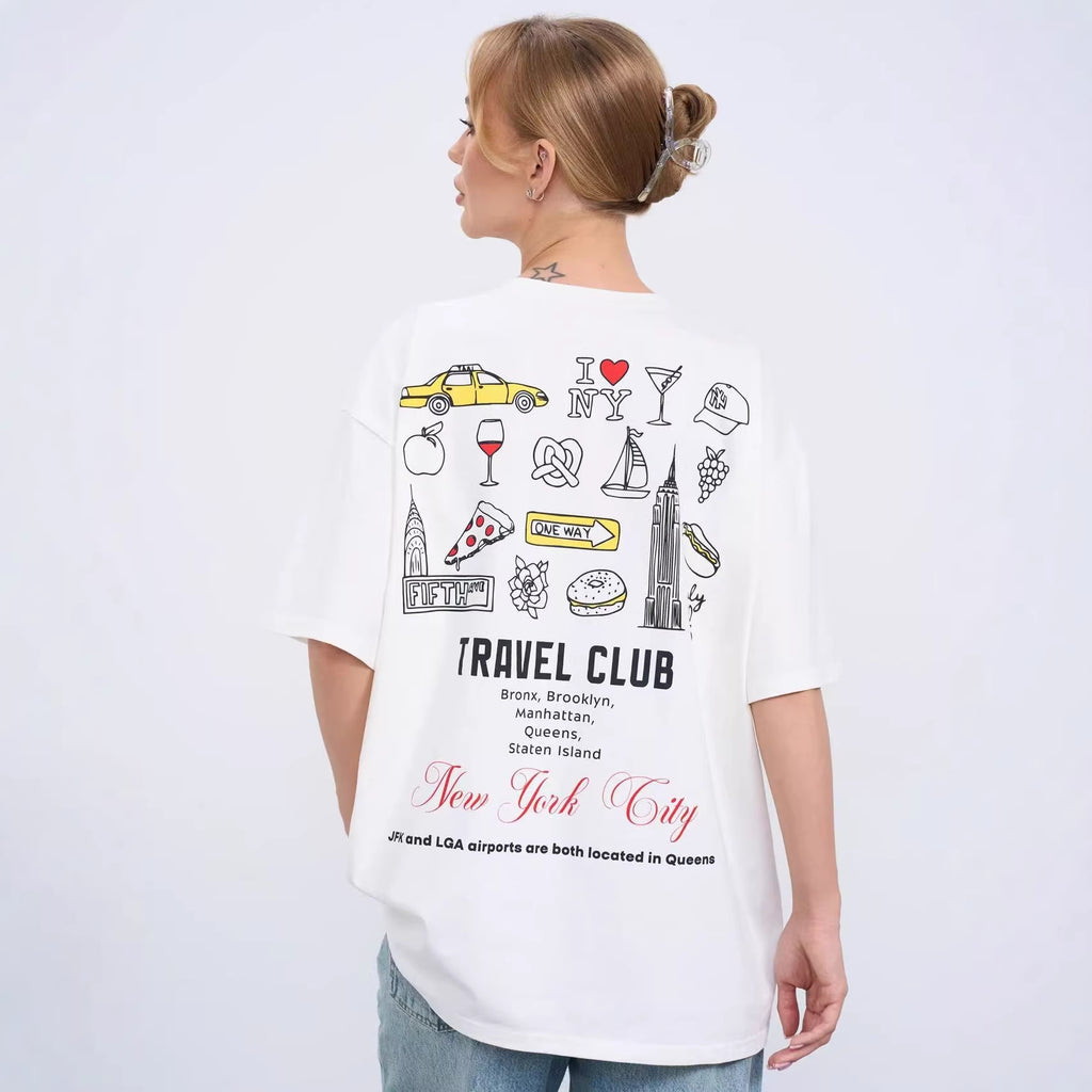 Camiseta holgada con letras
