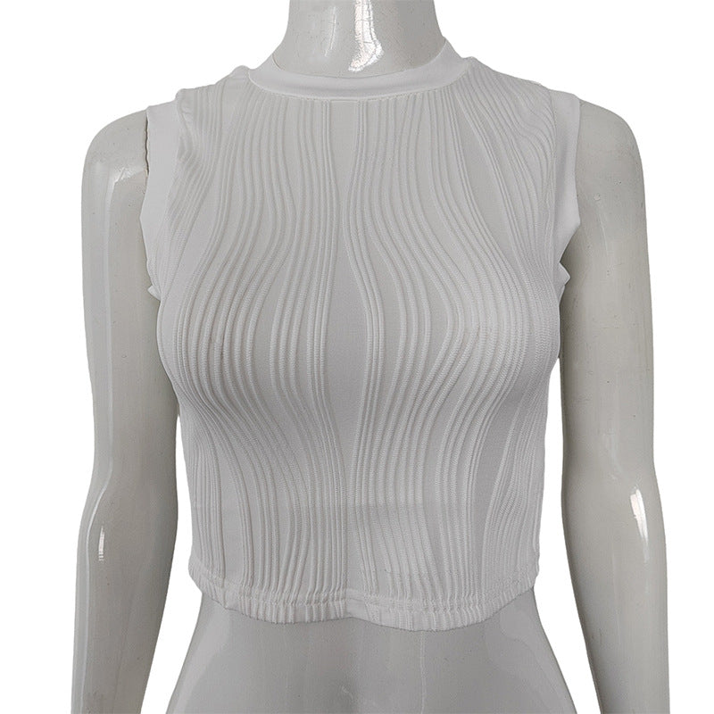 Sleeveless Round Neck Slim Women's Crop Top