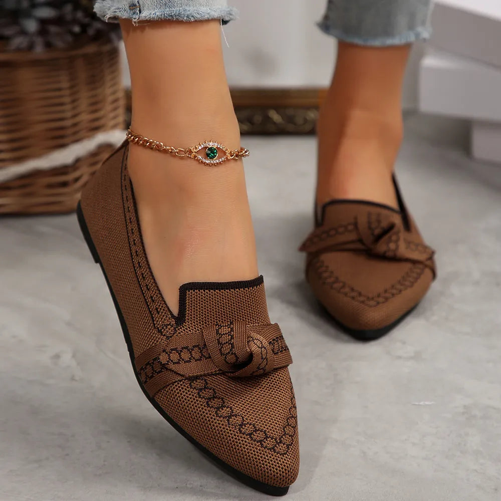 Flat sole single shoe women's set feet bow shallow mouth lazy work shoes