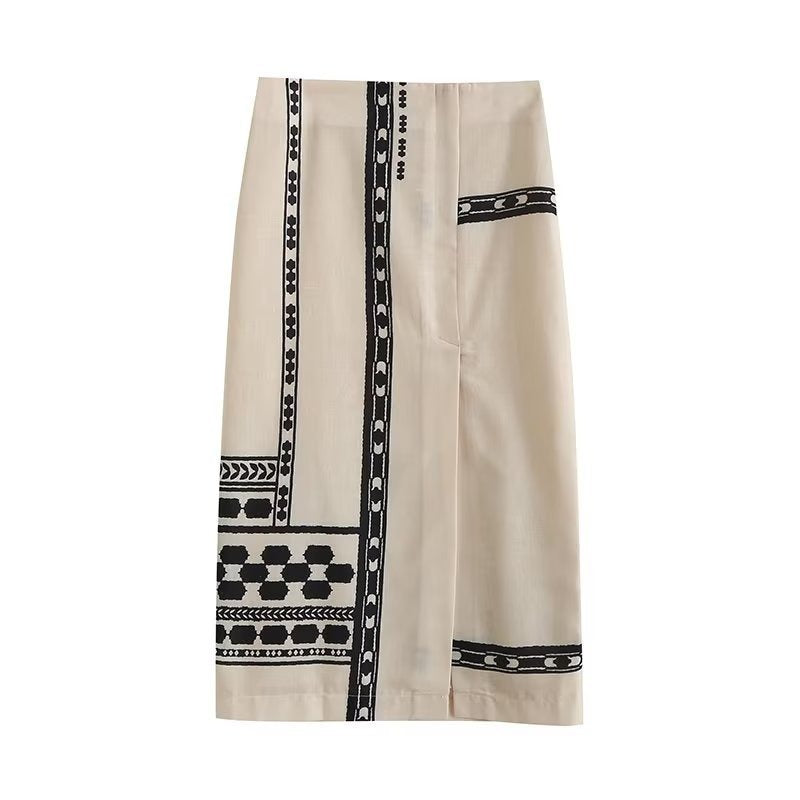 Falda midi bohemia estampada