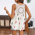 V-neck hollowed out sleeveless top for women