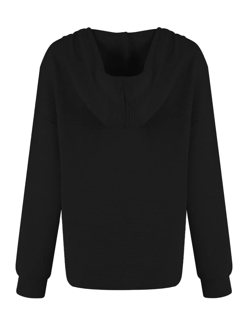 Solid color hooded sweatshirt jacket casual shoulder down long sleeved top
