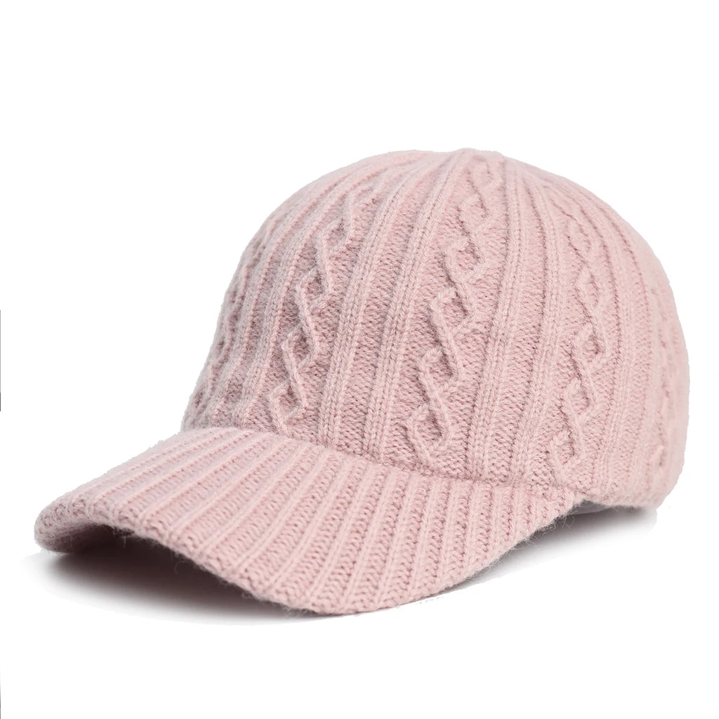 New Fashion Fluffy Baseball Cap Men's Knitted Warm Winter Solid Color Casual Elegant  Hairy Fluff Hat