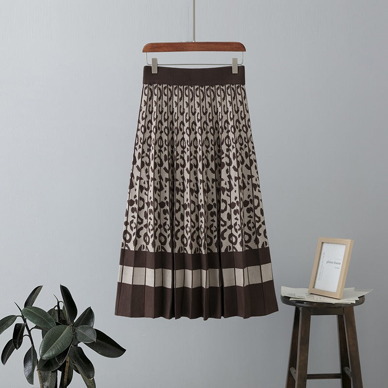 Women Sweater Skirt Elegant Long Maxi Warm Skirt Fashion Thick Midi Lady Sweater A Line Skirts