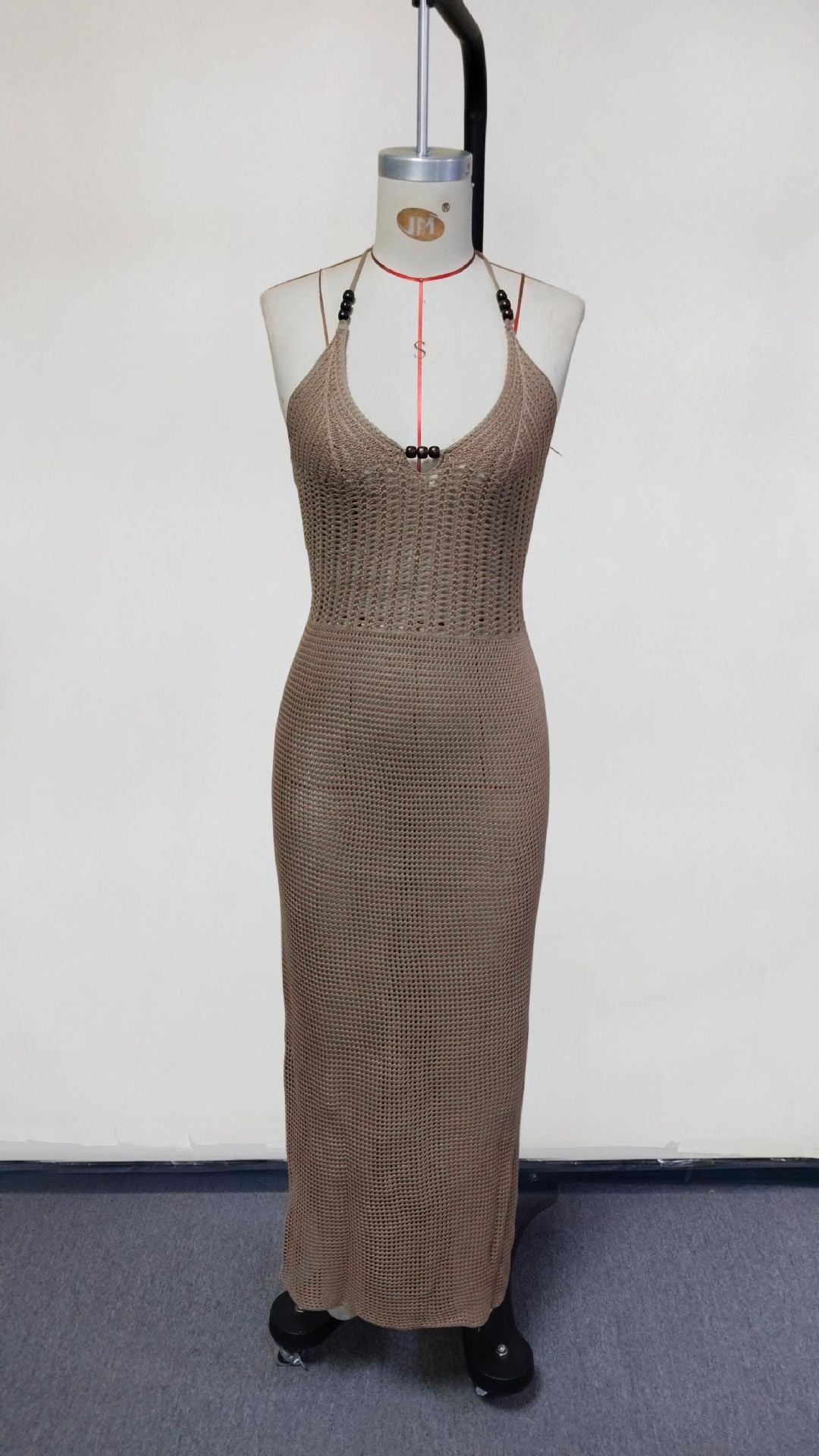 New Spring Women's Knitted Sexy V-Neck Halter Backless Beach Dress