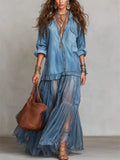 Vestido largo efecto vaquero