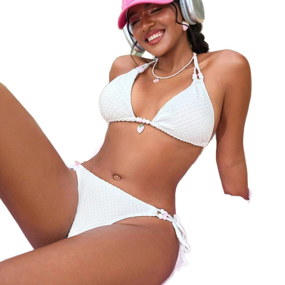 Bikini liso con cuello halter