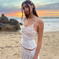 New women's slim fit slim camisole lace see through sexy top pure desire style sweet and spicy versatile vest