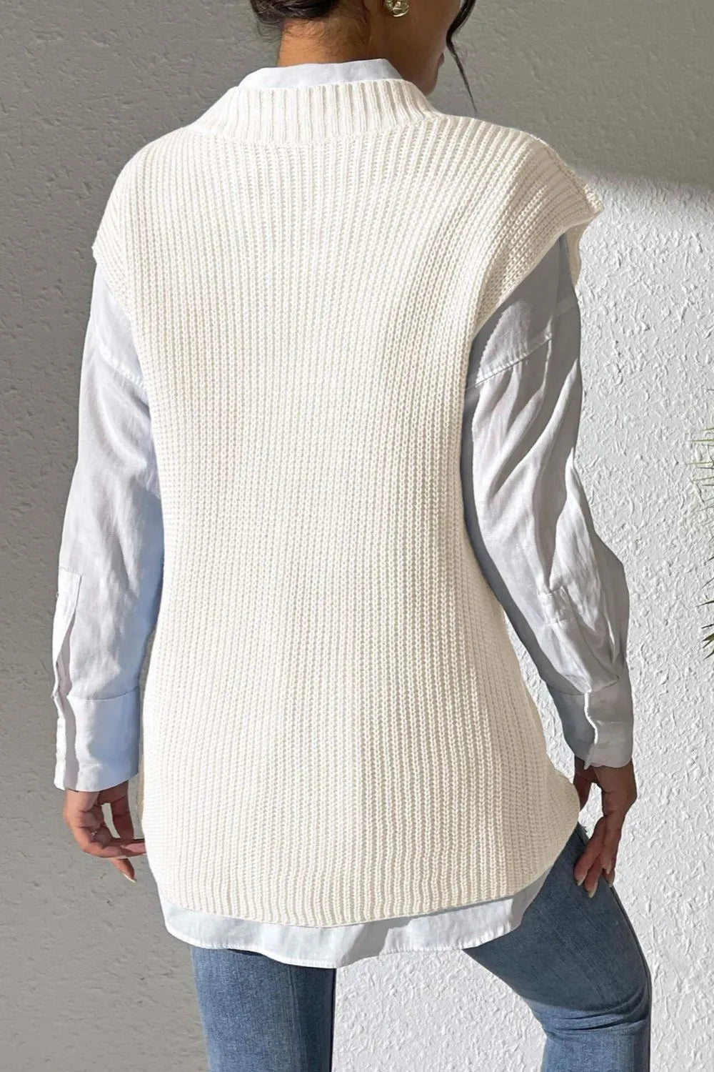 Women's Spring and Autumn New Style V-neck Simple Vest Woven Sweater Clip