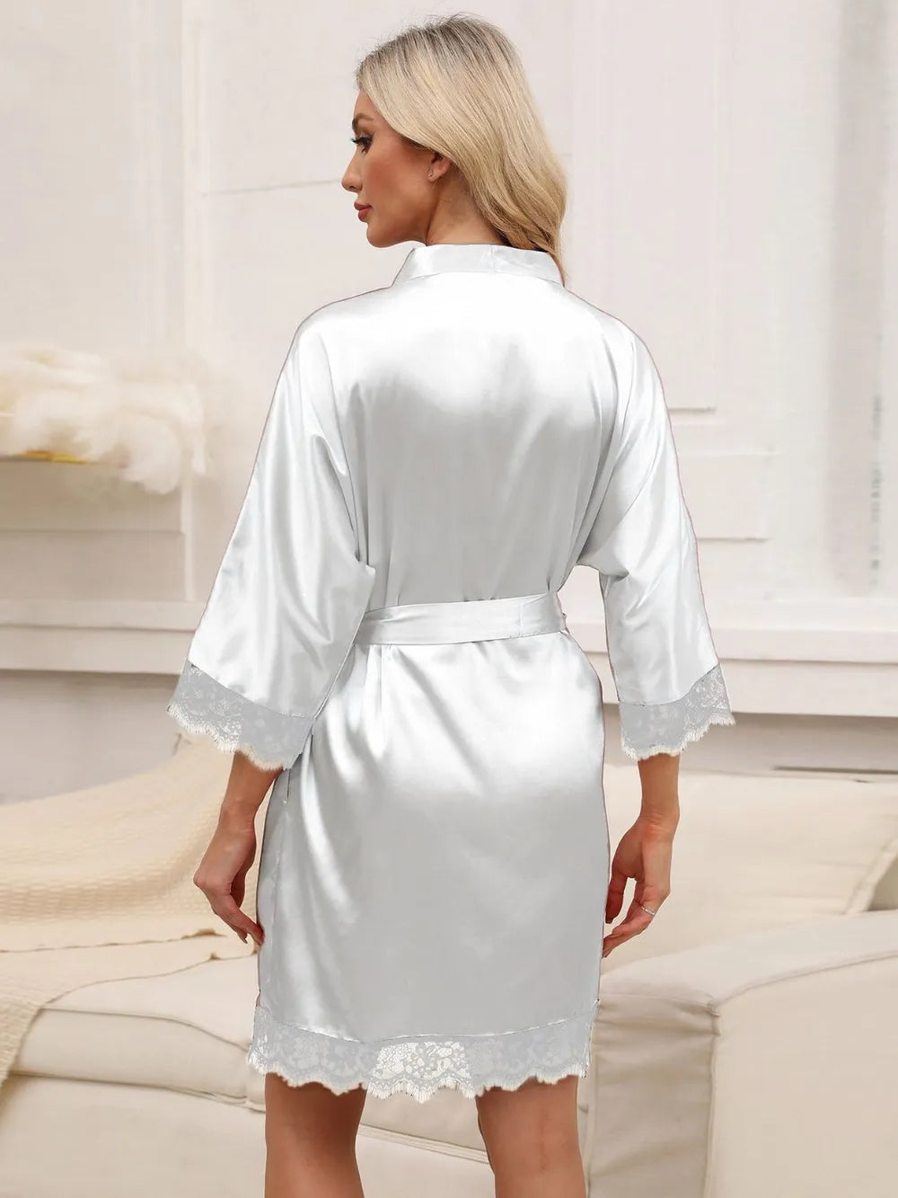 Women's Home Clothes Sleepwear Lace Splicing Color Bathrobe Pajamas for Women
