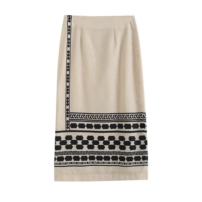 Falda midi bohemia estampada