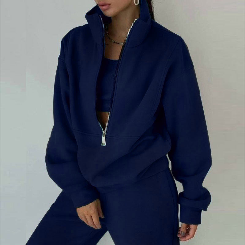Women's Two-Piece Sweater Fleece Sports Street  Activewear Set