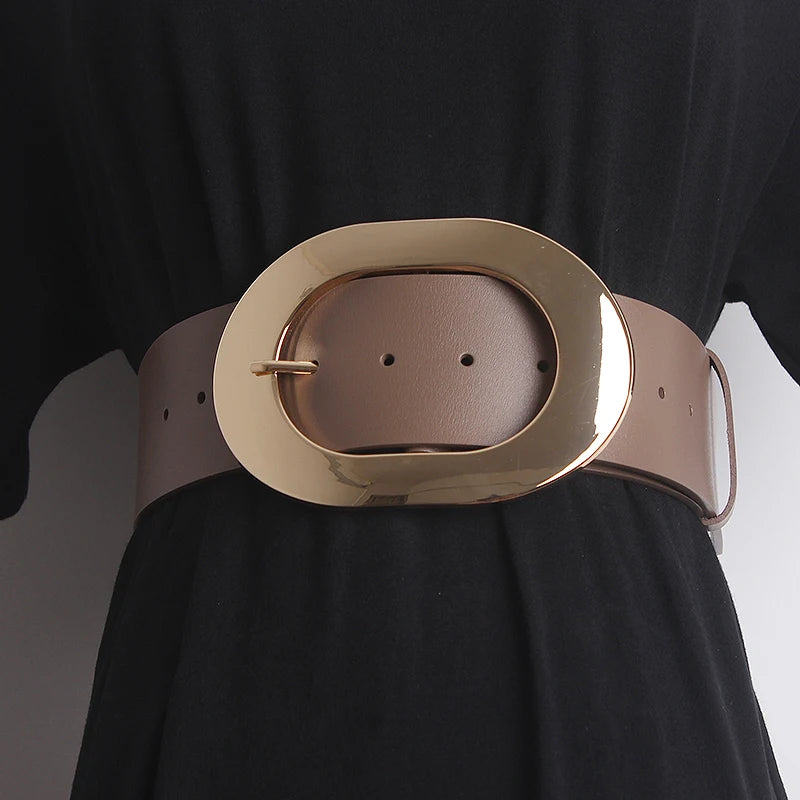 Women's Runway Fashion Genuine Leather Cummerbunds Female Dress Corsets Waistband Belts Decoration Wide Belt