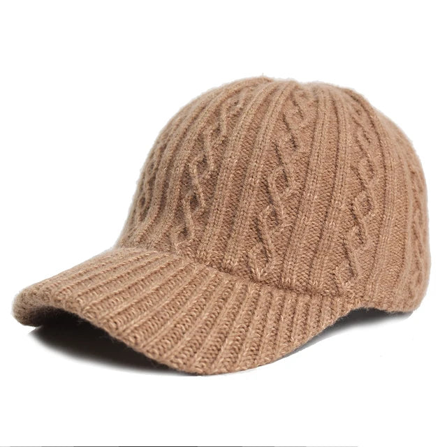 New Fashion Fluffy Baseball Cap Men's Knitted Warm Winter Solid Color Casual Elegant  Hairy Fluff Hat