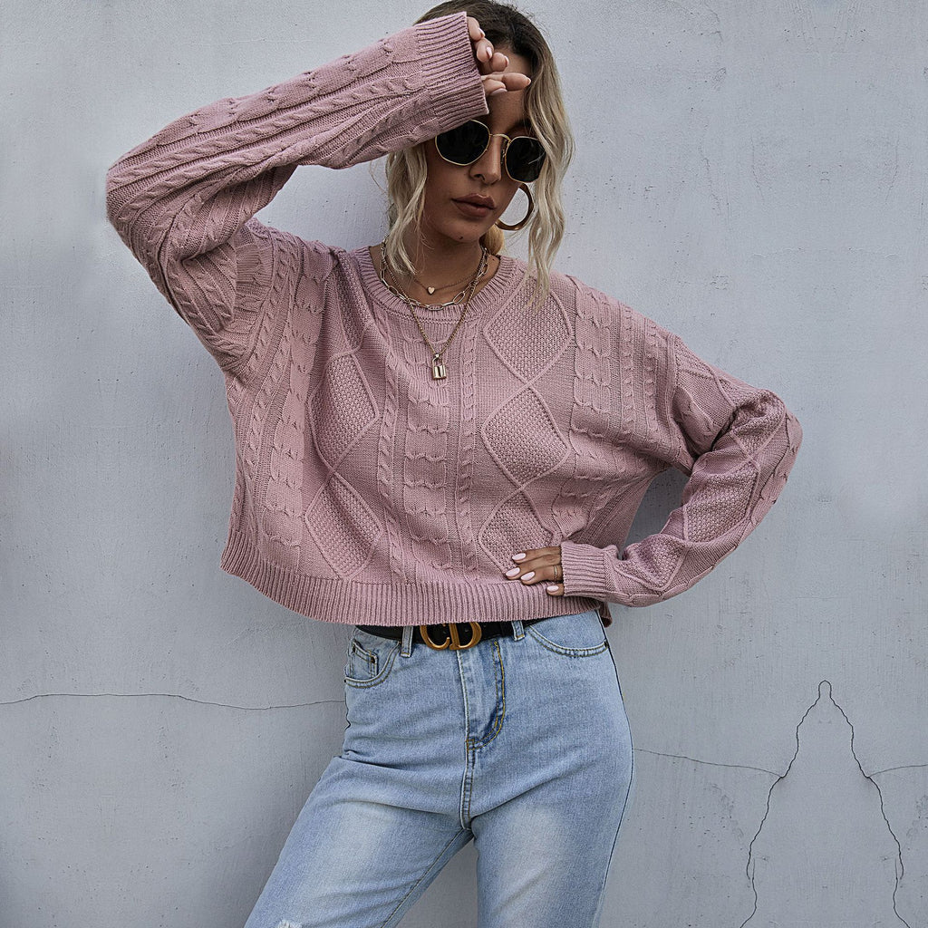 Solid color long sleeved short sweater
