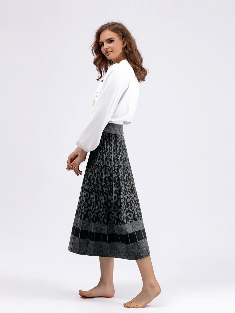 Women Sweater Skirt Elegant Long Maxi Warm Skirt Fashion Thick Midi Lady Sweater A Line Skirts