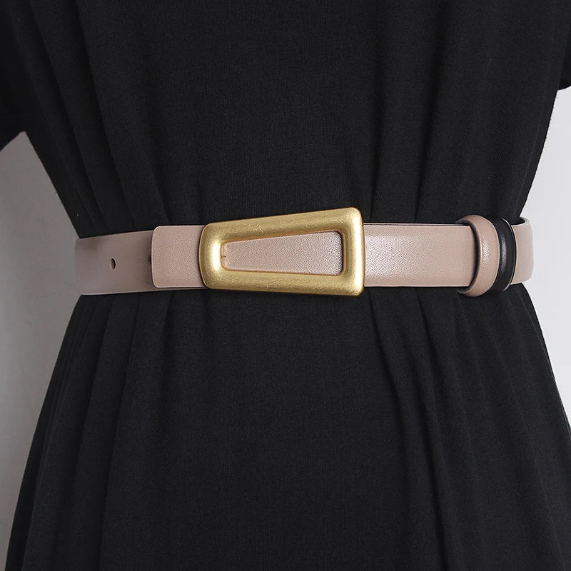 Women's Runway Fashion Genuine Leather Cummerbunds Female Dress Corsets Waistband Belts Decoration Narrow Belt