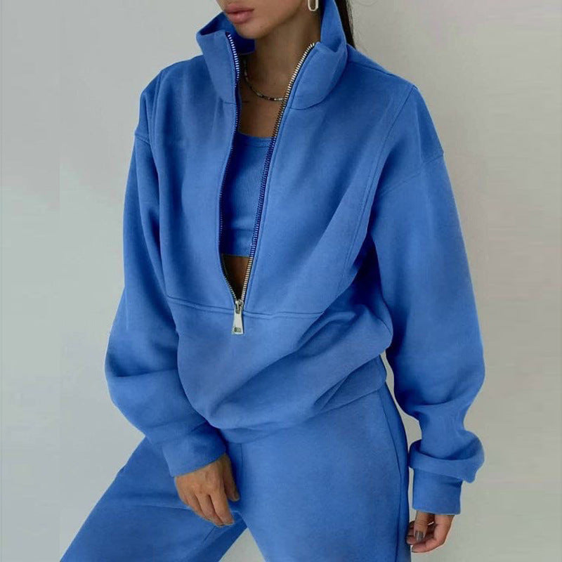 Women's Two-Piece Sweater Fleece Sports Street  Activewear Set
