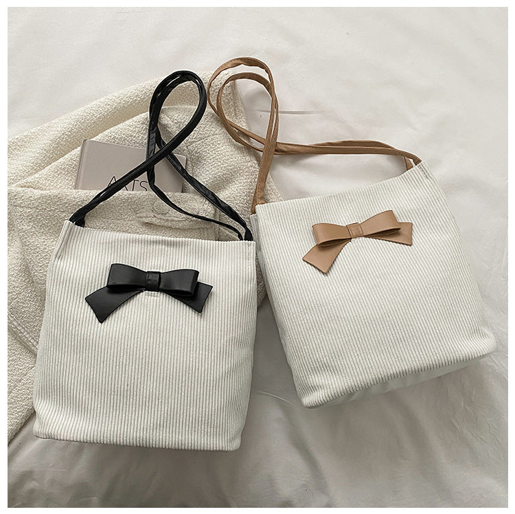 Contrast Color Bow Big Bag Women's New Trendy Fashion Simple Underarm Bag Ins All-Match Niche Shoulder Bag