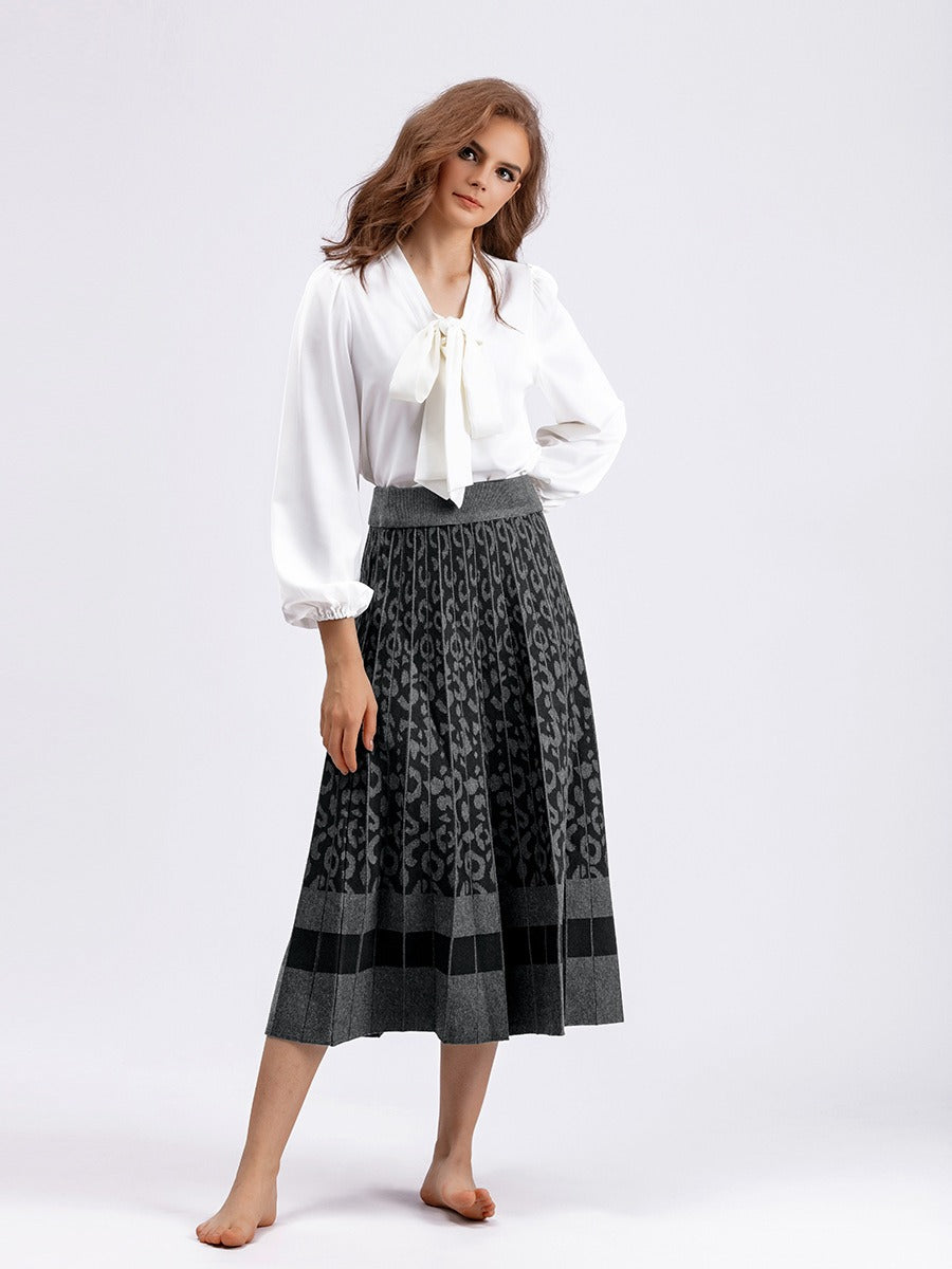 Women Sweater Skirt Elegant Long Maxi Warm Skirt Fashion Thick Midi Lady Sweater A Line Skirts