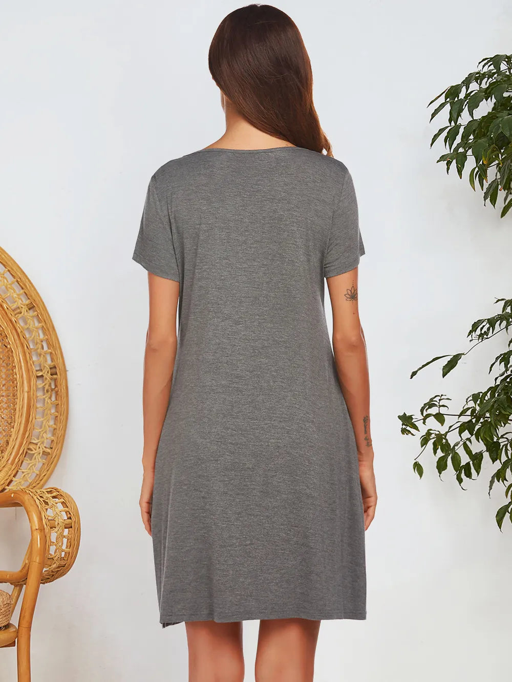 Spring and summer short sleeved pocket top button home clothes pajamas for women