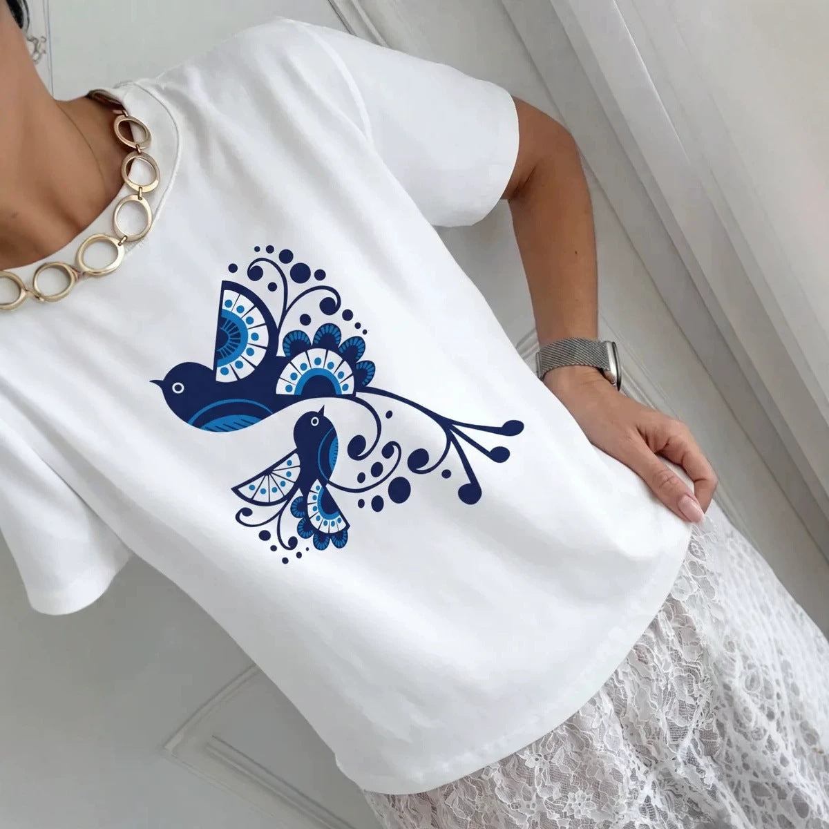 Camiseta holgada cuello redondo
