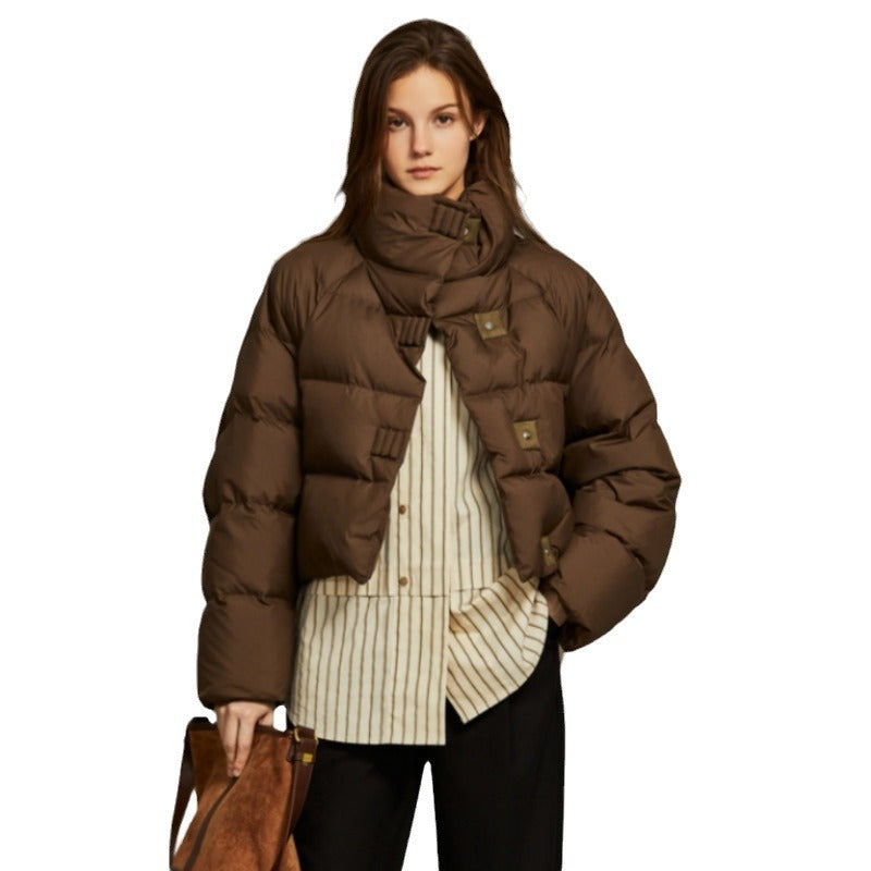 Stylish Winter Down Cotton Coat for Women Short Length Loose FitThick Puffer Jacket Outerwear