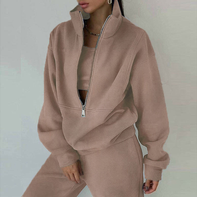 Women's Two-Piece Sweater Fleece Sports Street  Activewear Set