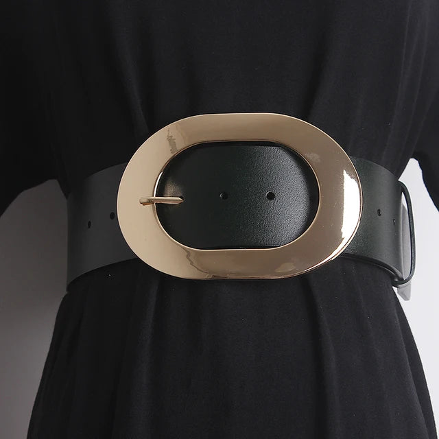 Women's Runway Fashion Genuine Leather Cummerbunds Female Dress Corsets Waistband Belts Decoration Wide Belt