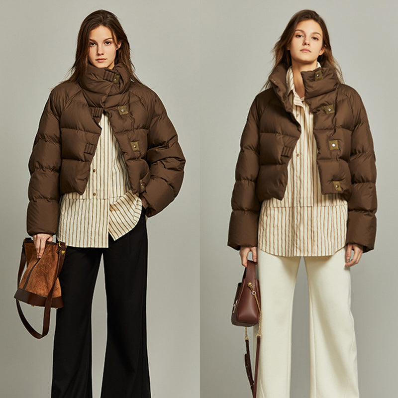Stylish Winter Down Cotton Coat for Women Short Length Loose FitThick Puffer Jacket Outerwear
