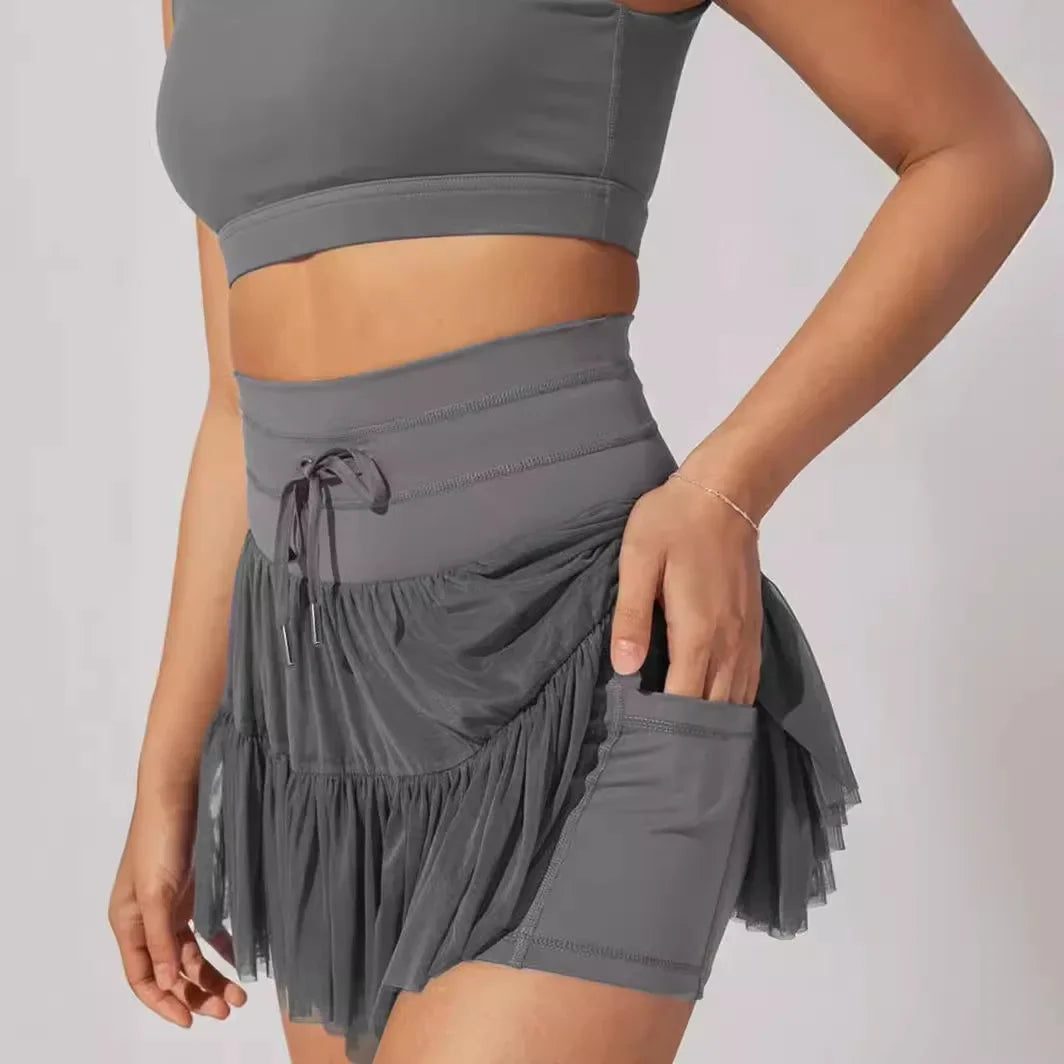 Lilac Short Skirt Elastic Waist Tiered Ruffled Skirt Women New Spring Summer Skirts Female