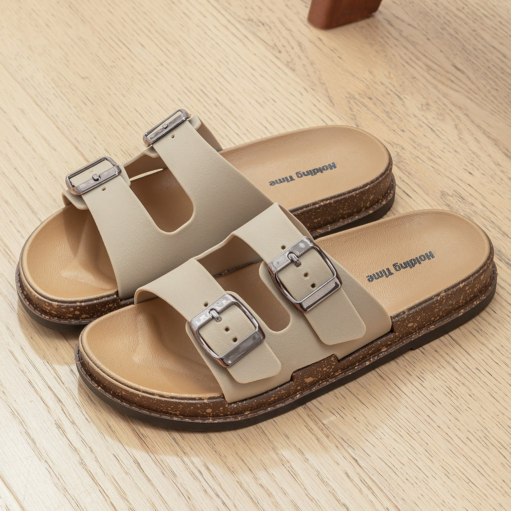 Birkenstock Sandals Women's Fashion Slip-On Flat One-Strap Beach Sandals for Summer Outdoor Wear