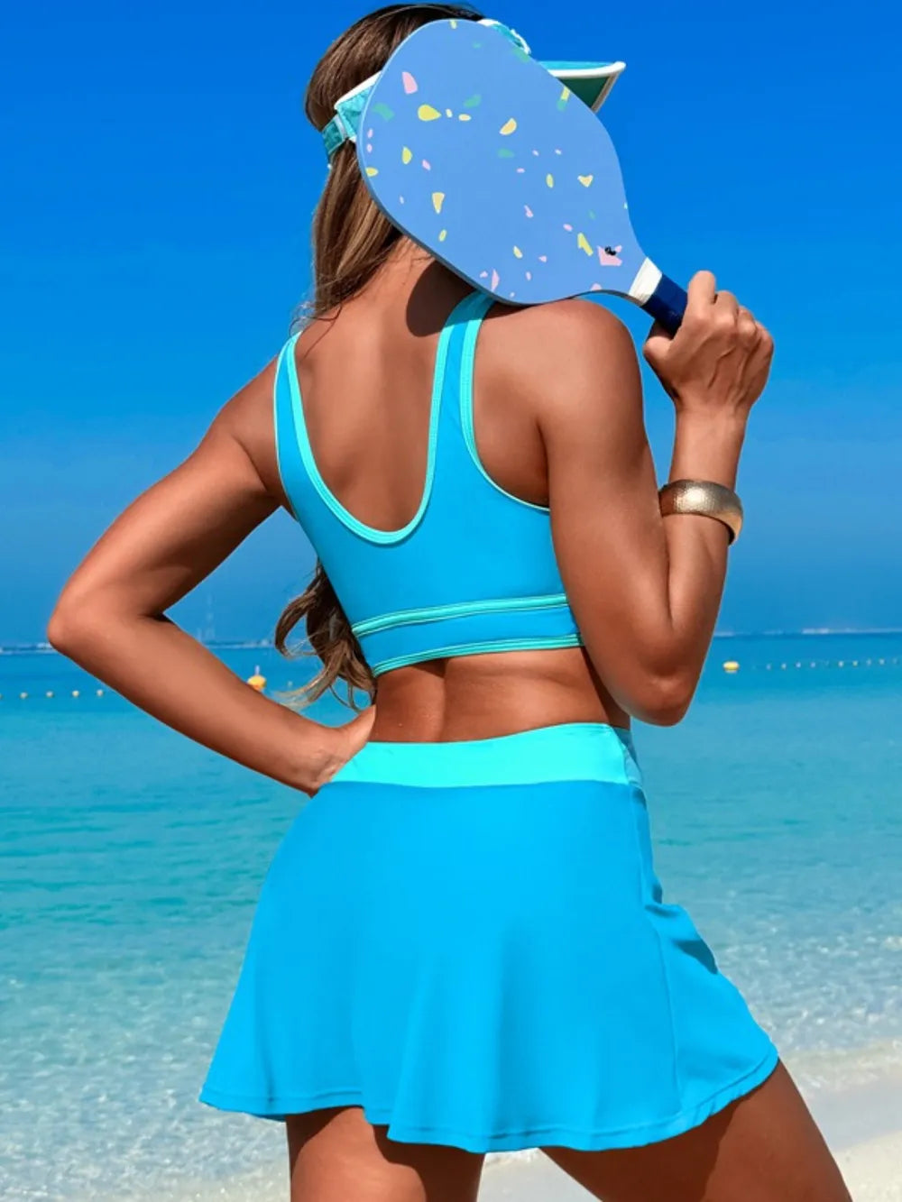 Conjunto de baño top y falda short