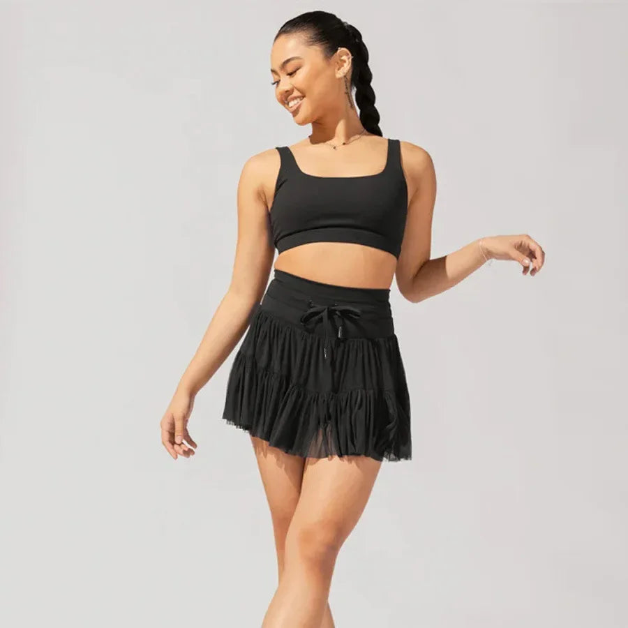 Lilac Short Skirt Elastic Waist Tiered Ruffled Skirt Women New Spring Summer Skirts Female