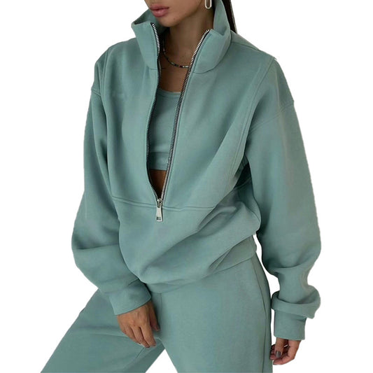 Women's Two-Piece Sweater Fleece Sports Street  Activewear Set