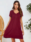 Spring and summer short sleeved pocket top button home clothes pajamas for women