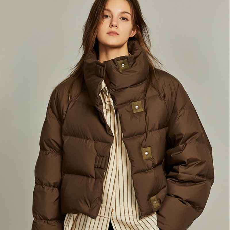 Stylish Winter Down Cotton Coat for Women Short Length Loose FitThick Puffer Jacket Outerwear