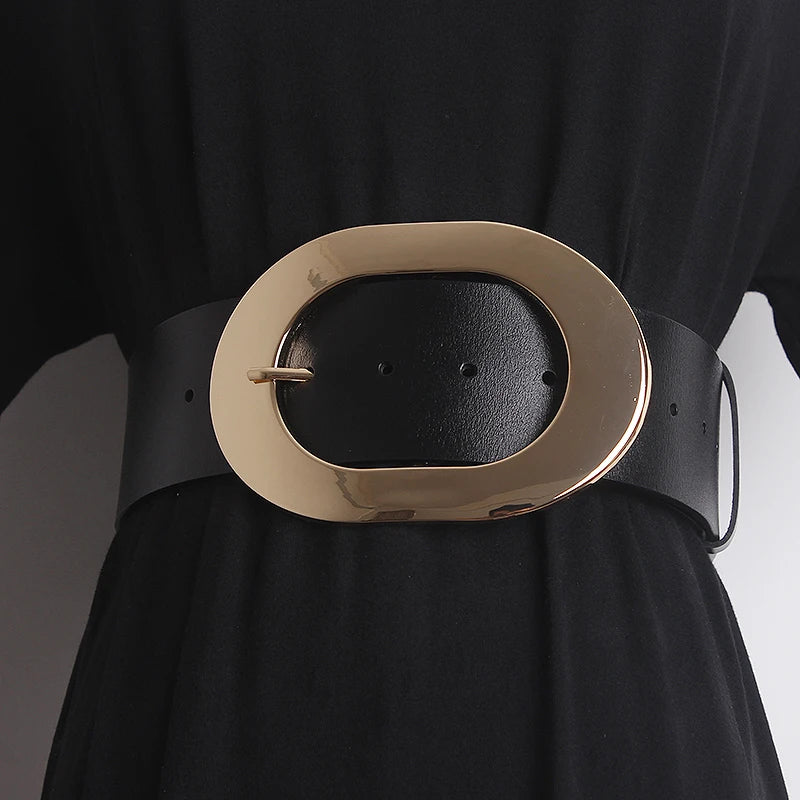 Women's Runway Fashion Genuine Leather Cummerbunds Female Dress Corsets Waistband Belts Decoration Wide Belt