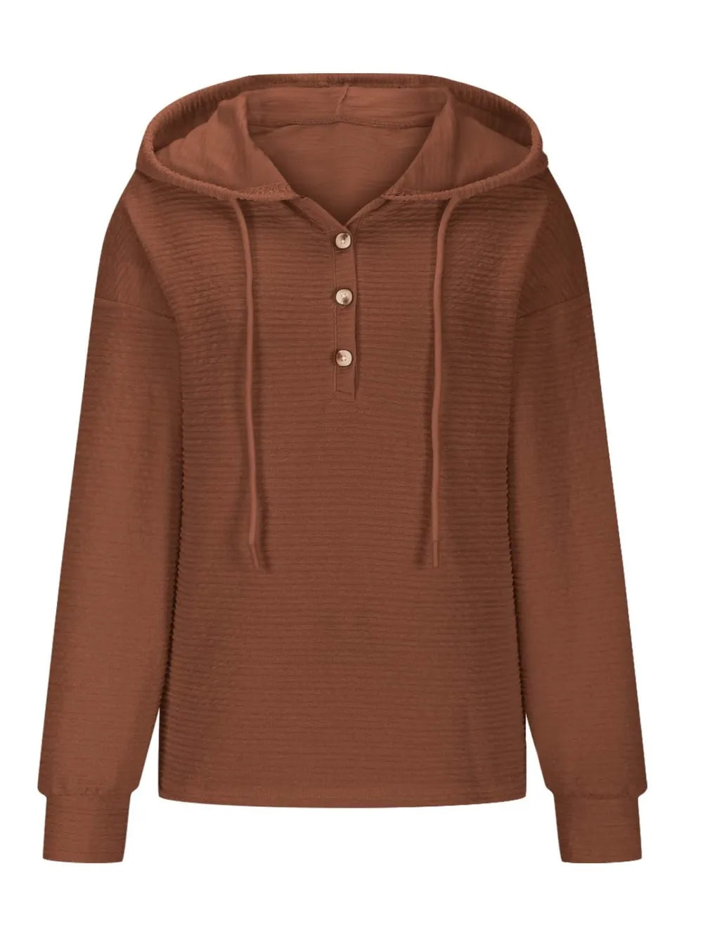 Solid color hooded sweatshirt jacket casual shoulder down long sleeved top