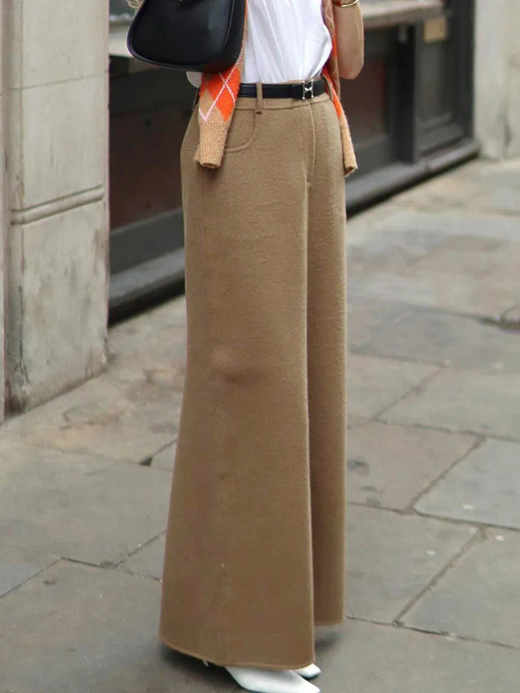 Brown Woolen Half Length Skirt For Women's Bottom Clothes High Waist Straight Tube Suit Skirts