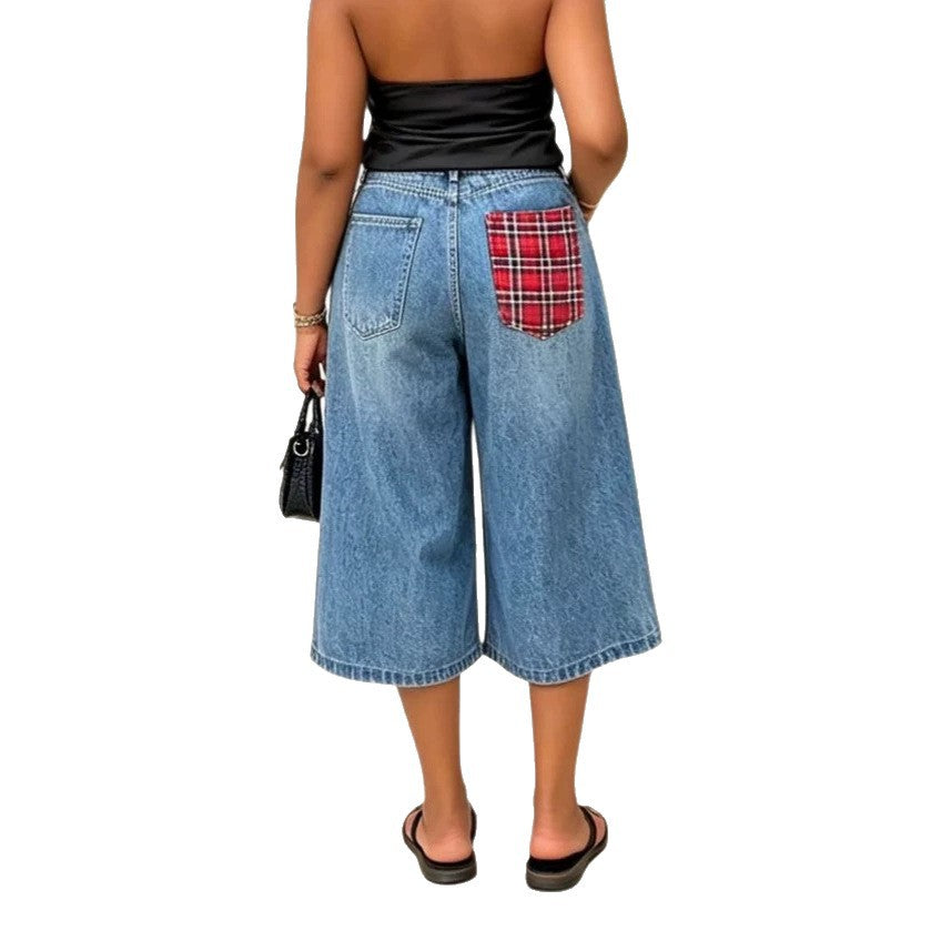 Pantalón pirata vaquero patchwork